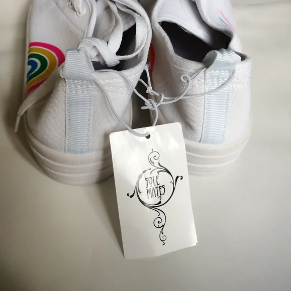 Rainbow Sunshine White Canvas Tennis Shoes size 8 NEW - Picture 4 of 7